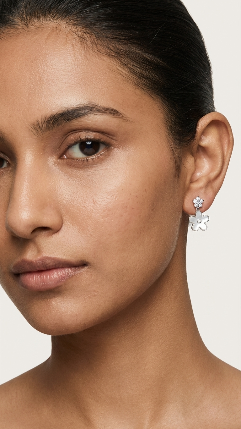 Crystal Bloom Drop Earrings - Additional View 2