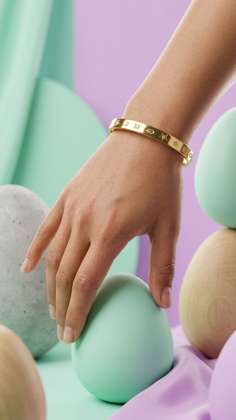 Celestial Star & Charm Golden Bangle - Additional View 3