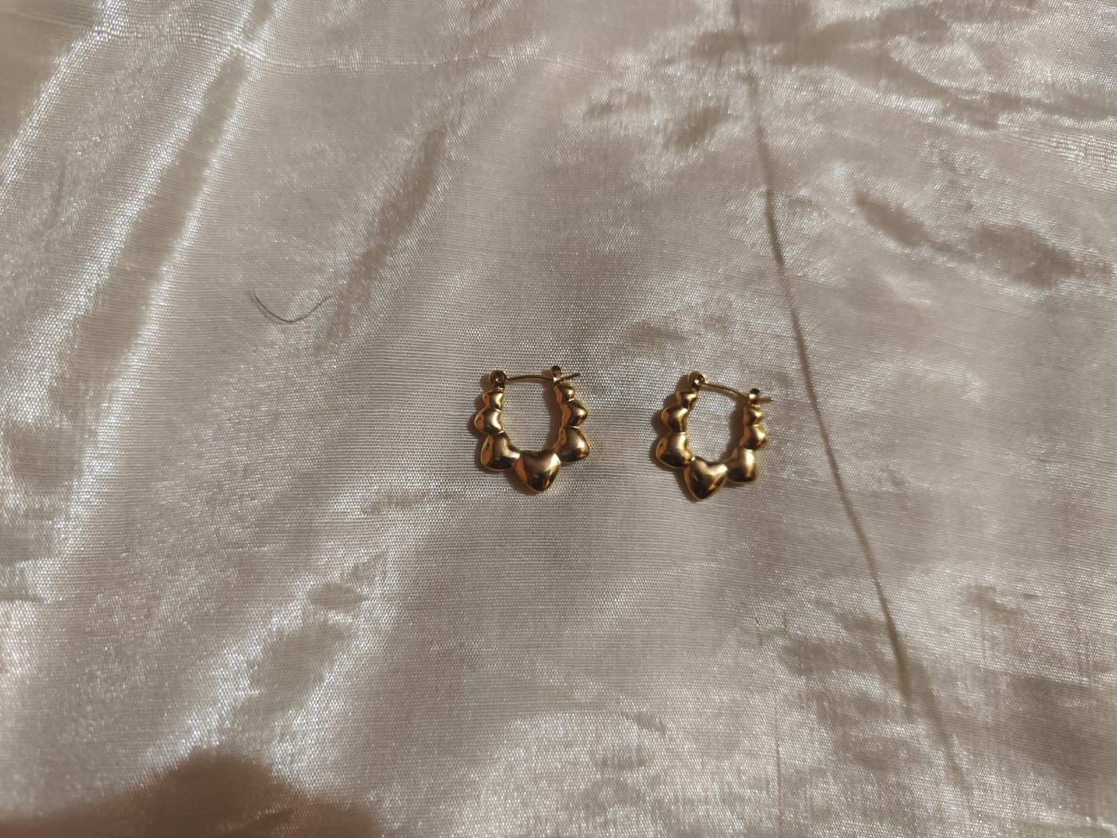 Golden Heart Bloom Huggie Hoop Earrings - Additional View 3