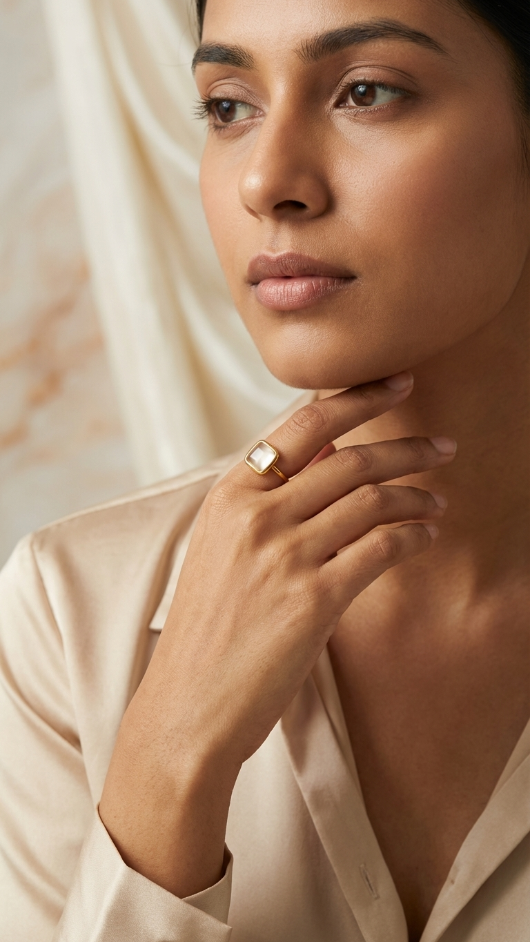 Golden Aura Square Stone Ring - Additional View 2