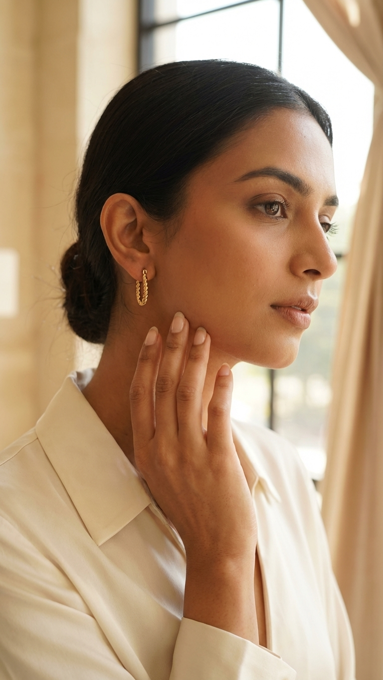 Twisted Rope Golden Oval Hoops - Additional View 2