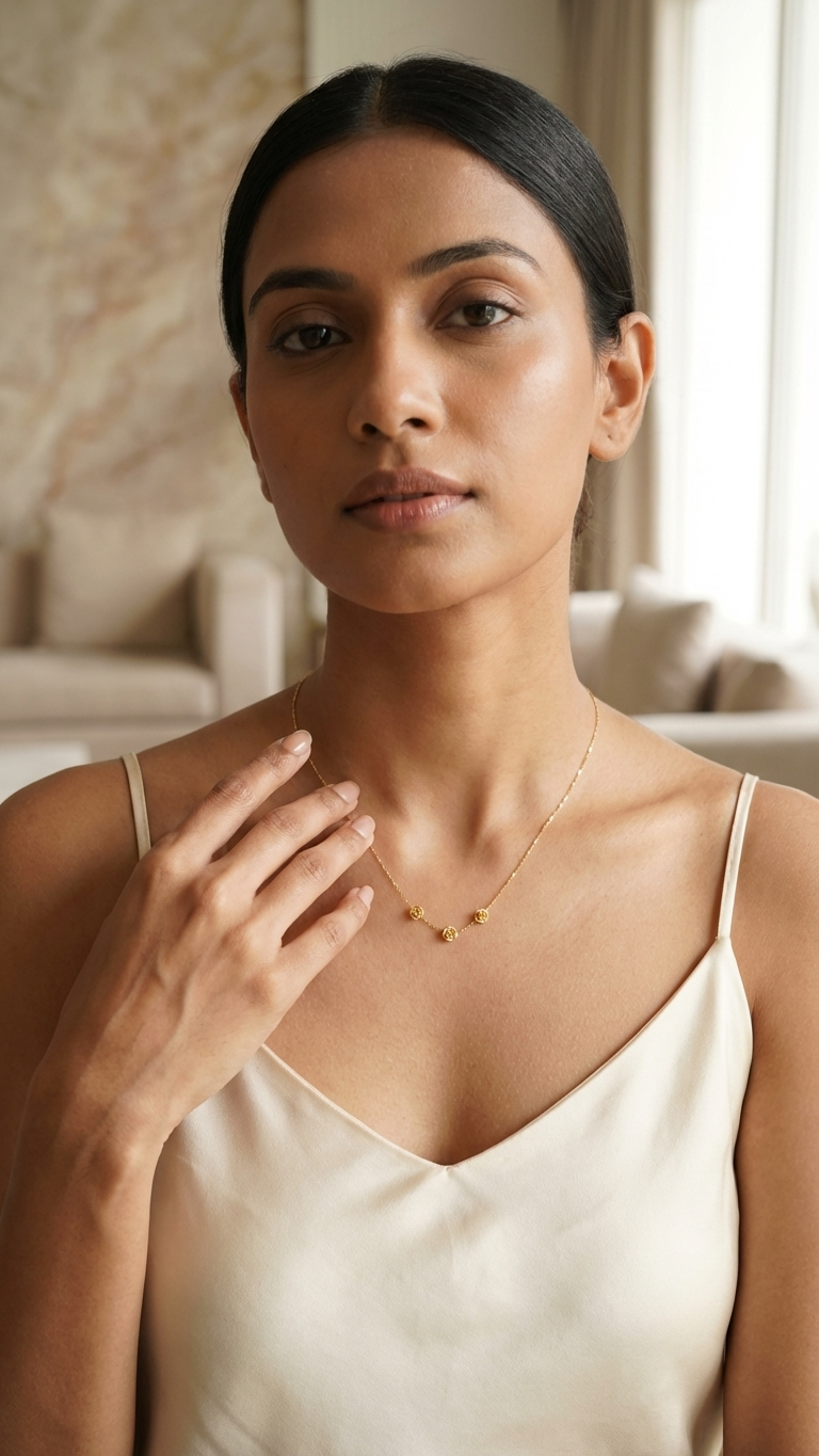 Dainty Gold Bead Chain Necklace ✨ - Additional View 2