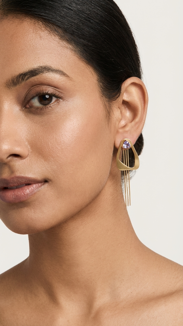 Golden Cascade Tassel Earrings - Additional View 2