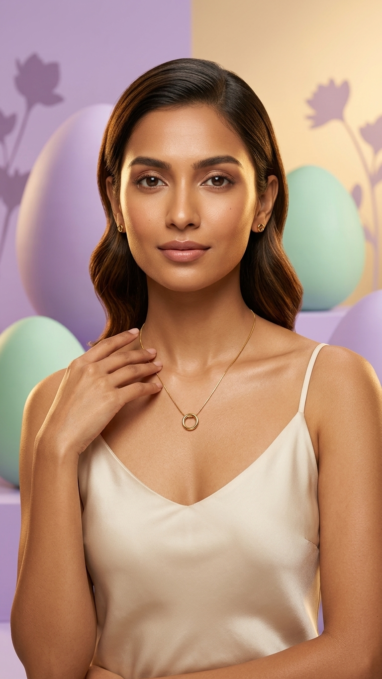 Minimalist Circle Pendant Gold Necklace - Additional View 2