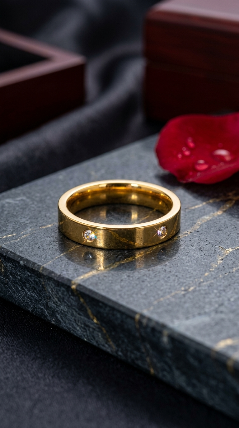 Minimalist Crystal Band Ring – Gold Plated - Thumbnail 2