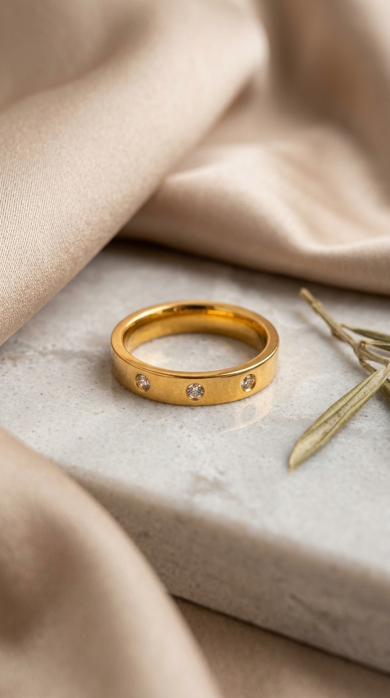 Minimalist Crystal Band Ring – Gold Plated - Thumbnail 3