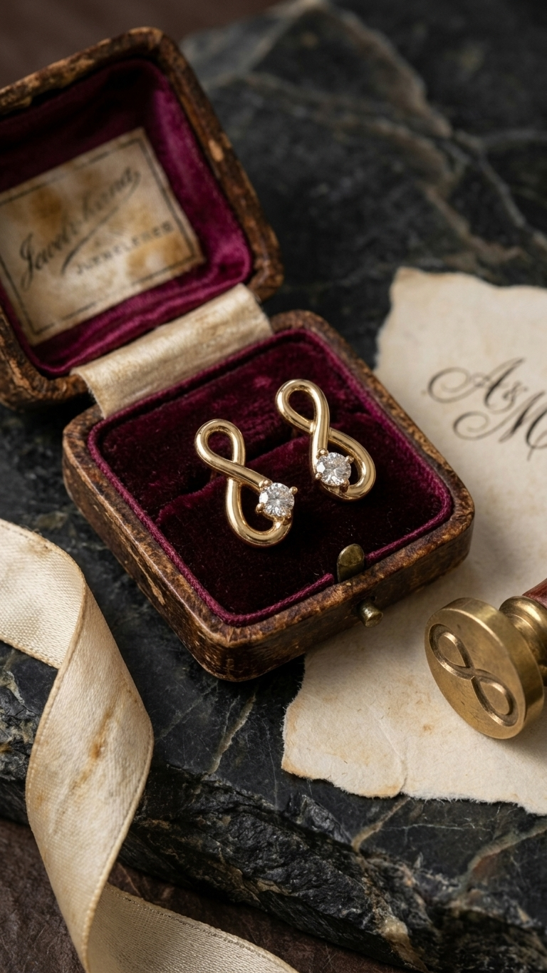 Golden Infinity Sparkle Stud Earrings - Additional View 2