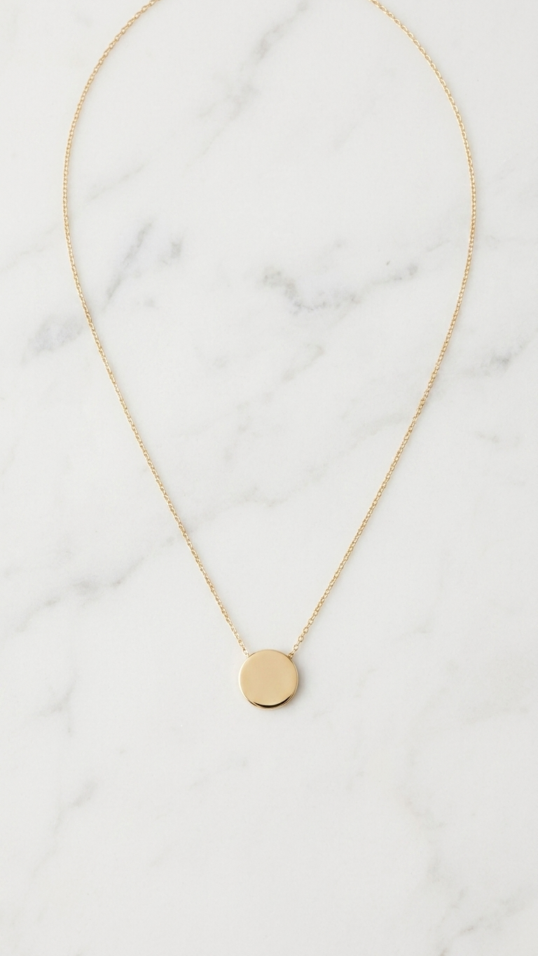 minimal gold disc pendant necklace for women