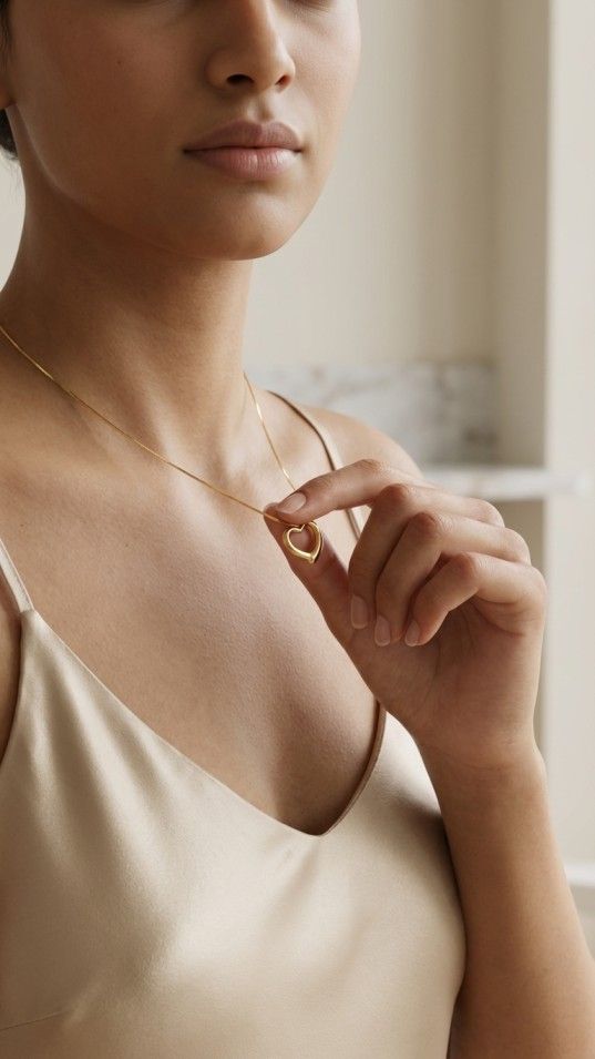 Golden Heart Charm Necklace - Thumbnail 2