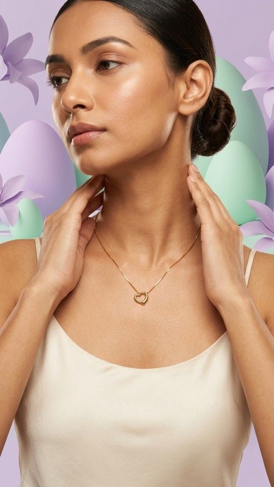 Golden Heart Charm Necklace - Thumbnail 3