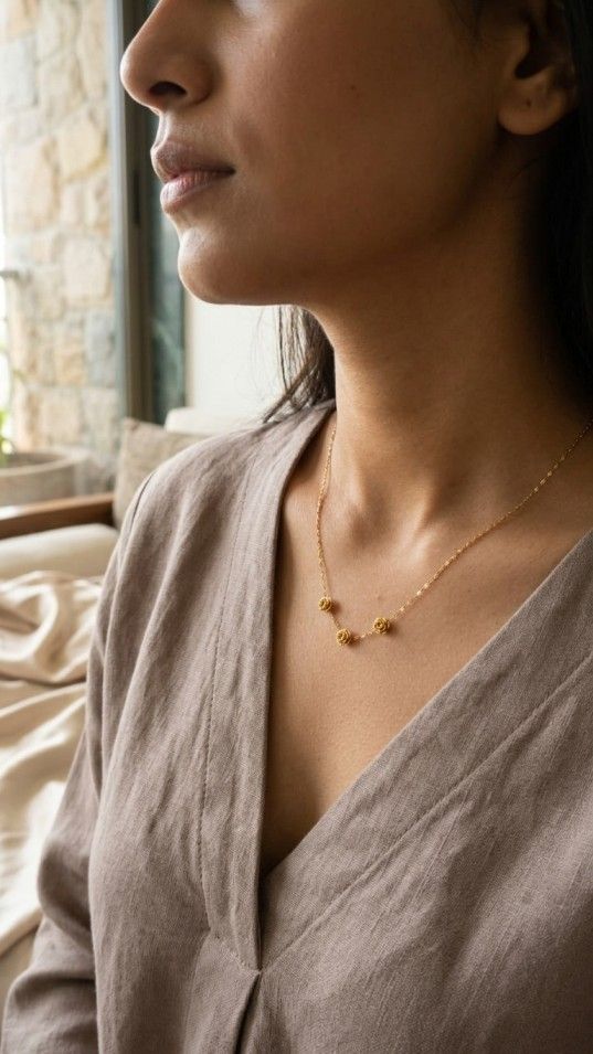 Dainty Gold Bead Chain Necklace ✨ - Thumbnail 2