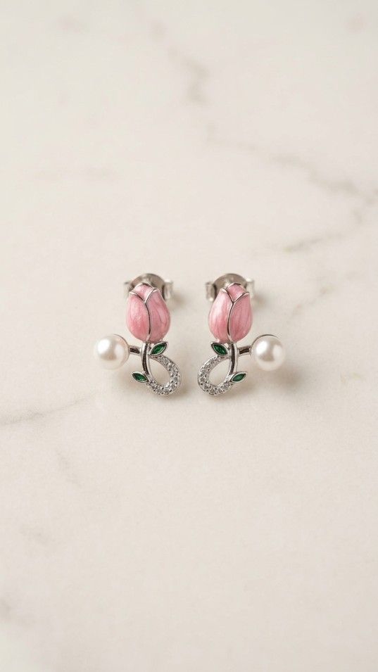 Blossom Pearl Drop Earrings - Thumbnail 2
