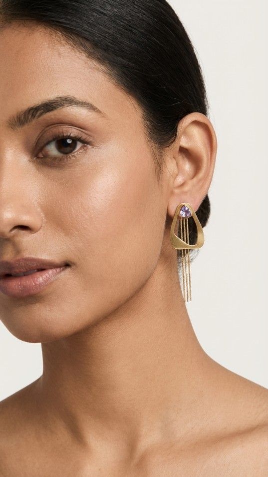 Golden Cascade Tassel Earrings - Thumbnail 2