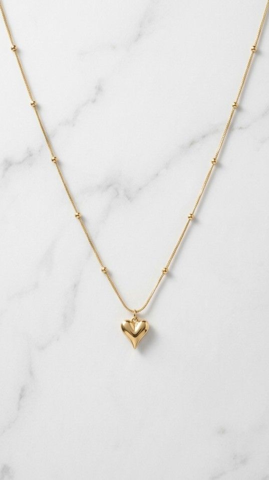 Minimal beaded heart necklace elegant delicate jewelry for women